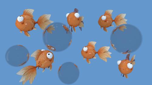 Round goldfish with water bubble  preview image